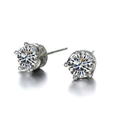 Unisex Fashion Elegant Crown Zircon Stud Earrings 925 Sterling Silver Earrings