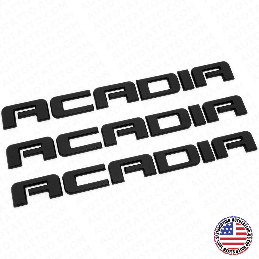 3pcs GMC Acadia Front Door & Rear Liftgate Nameplate Logo Emblem Matte Black