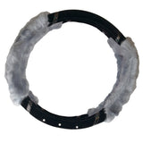 Universal Soft Warm 2 Sides Faux Rabbit Fur w/ Diamond Car Steering Wheel Cover