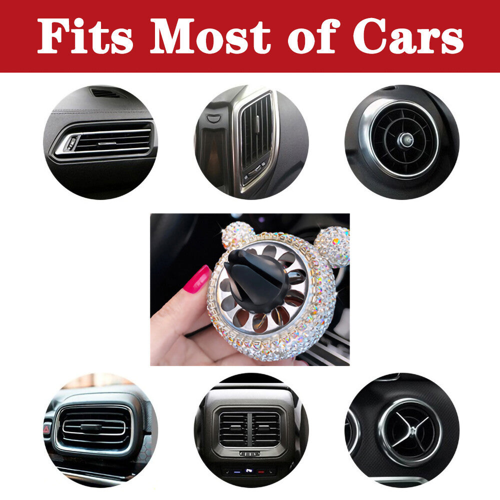 Crystal Bling Diamond Fragrance Mickey Fan Car Air Fresher Vent Perfume Clip