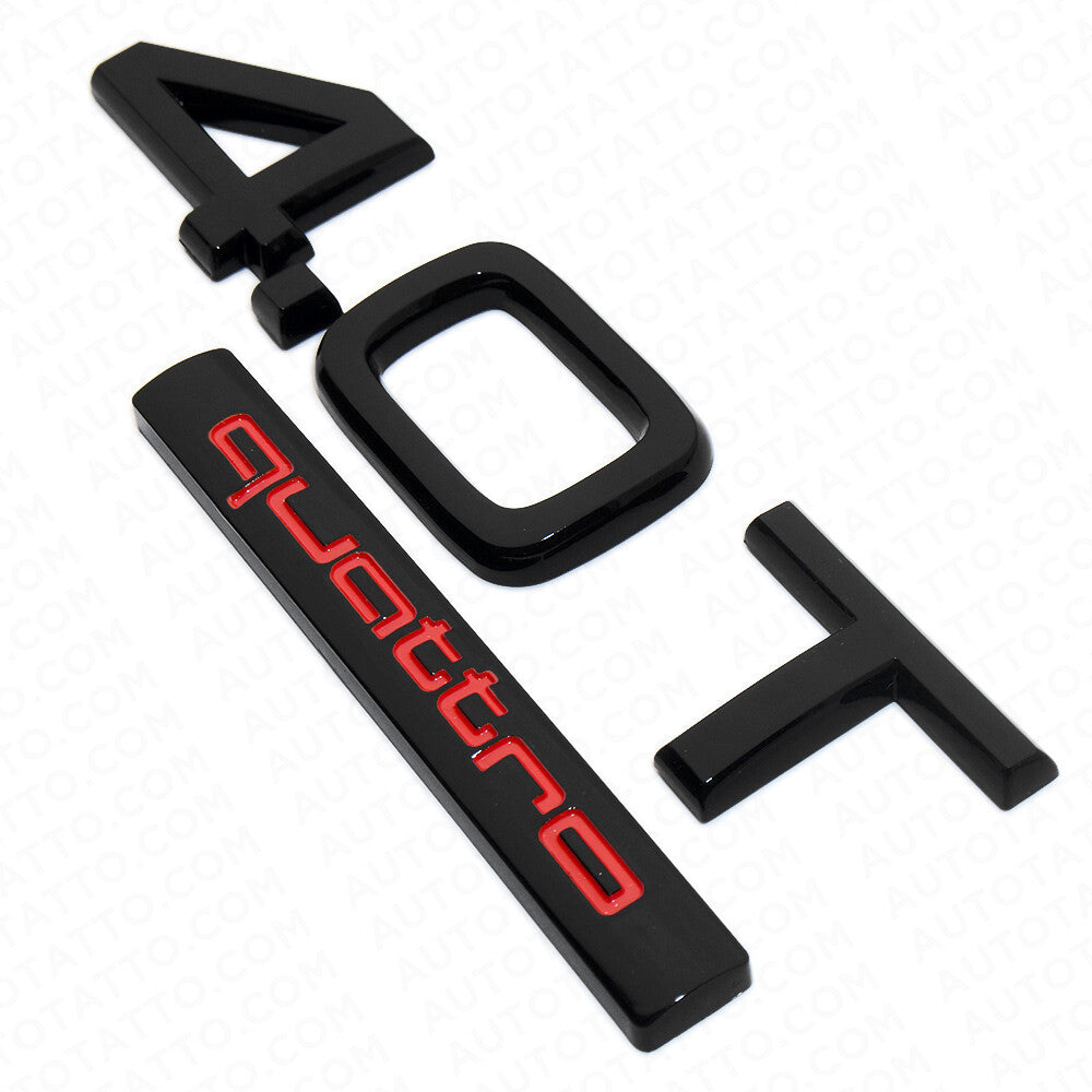 Audi Car Rear Trunk Deck Lid 4.0T Quattro Nameplate Emblem Badge Black Red Sline