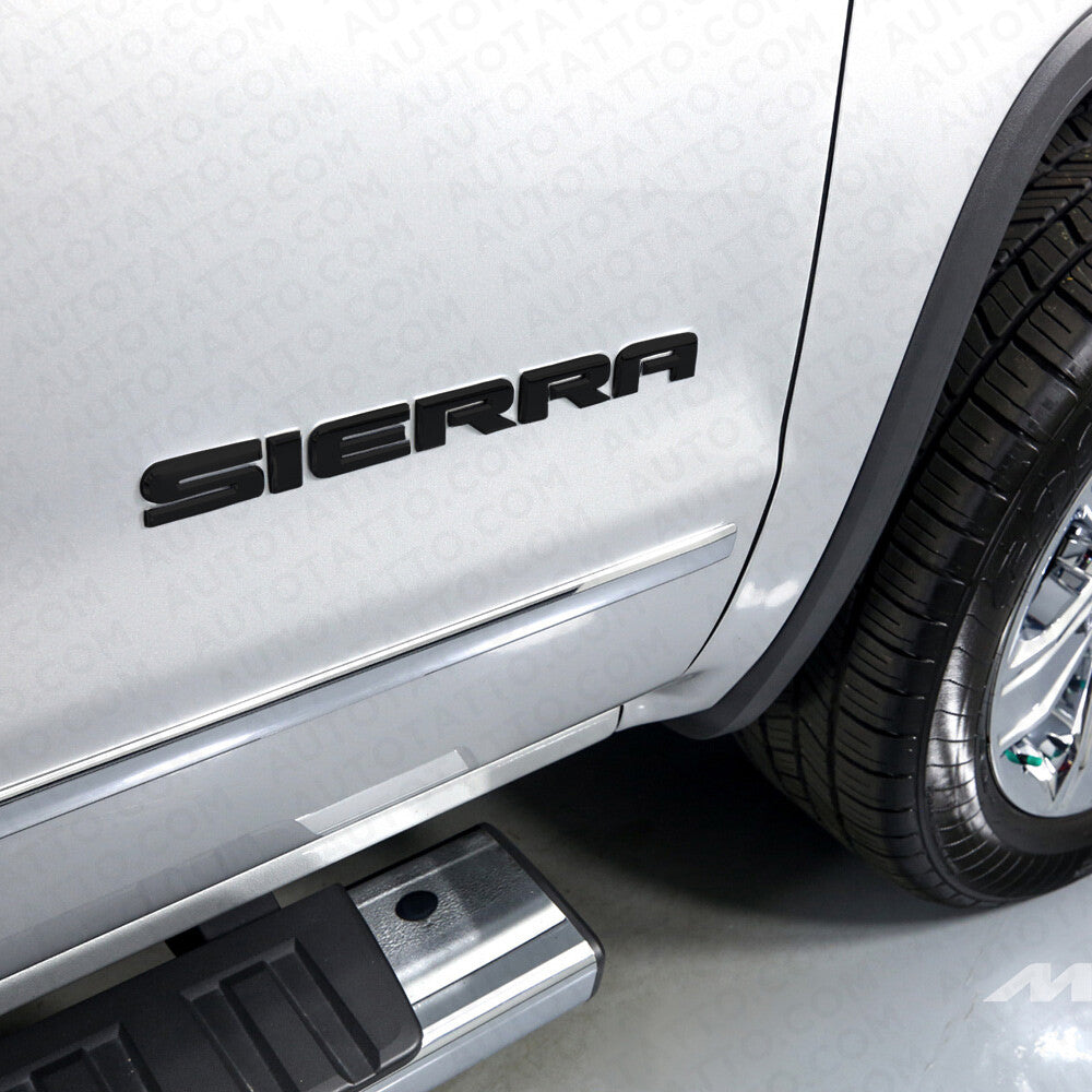 2x GMC 07-20 Sierra Front Door / Tailgate Badge Logo Emblem Nameplate - Black