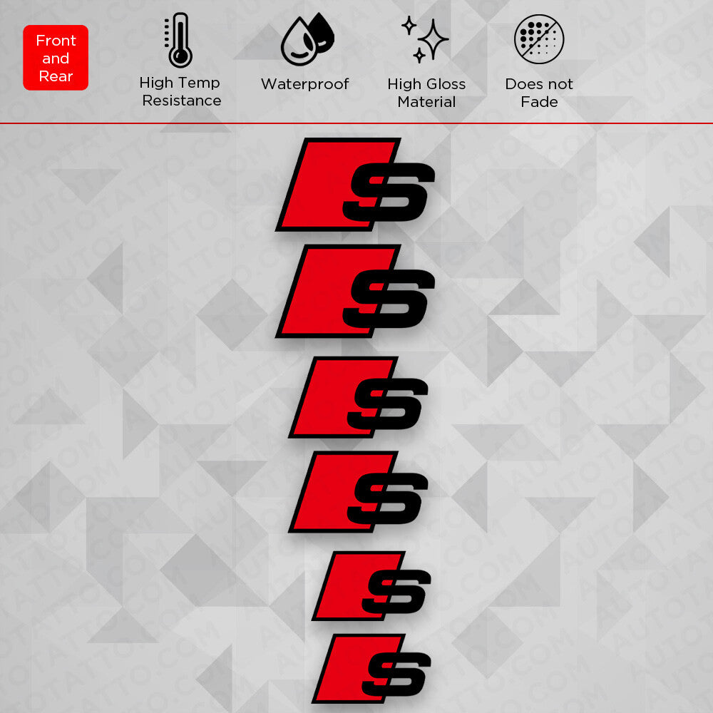 For Audi S Sport Car Wheels Brake Caliper Sticker 3D Decal Logo Decoration Black