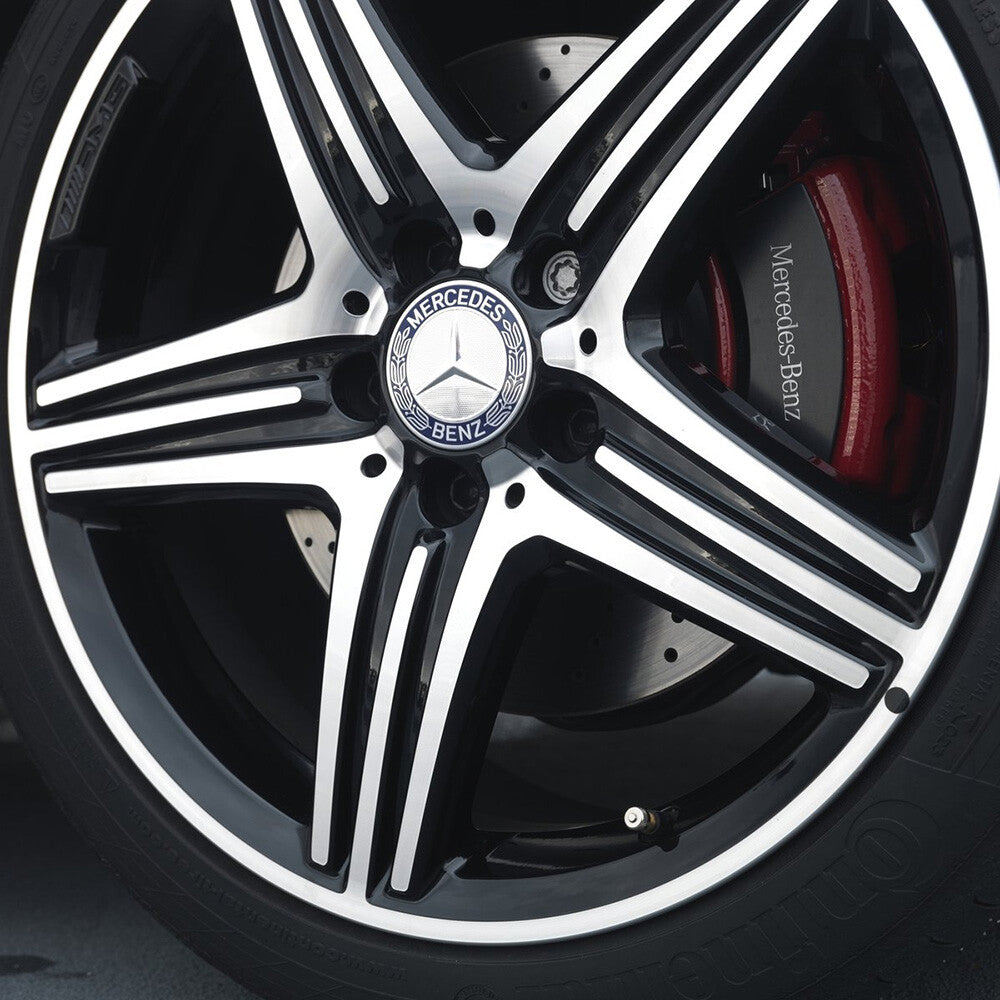 4x Mercedes Wheels Center Cap Hub Star Laurel Wreath Cover Inserts Sport AMG Set