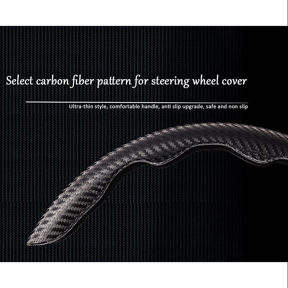 Universal Black Carbon Auto Car Steering Wheel Cover Non Slip Protector Decorate
