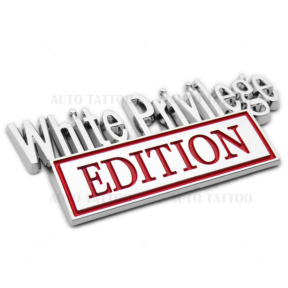 2Pcs WHITE PRIVILEGE Edition 3D Car Truck Emblem Badge Sticker Decal Decorate