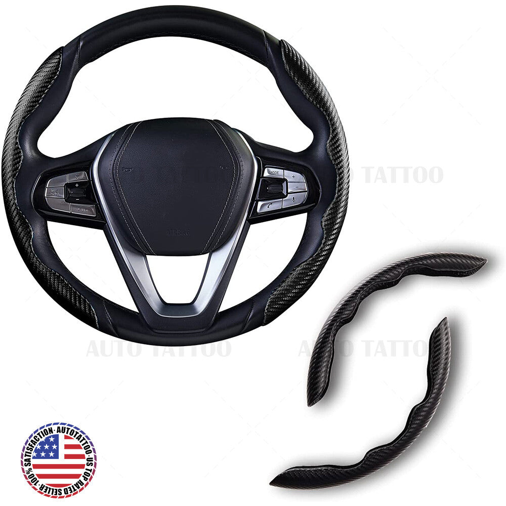 Universal Black Carbon Auto Car Steering Wheel Cover Non Slip Protector Decorate