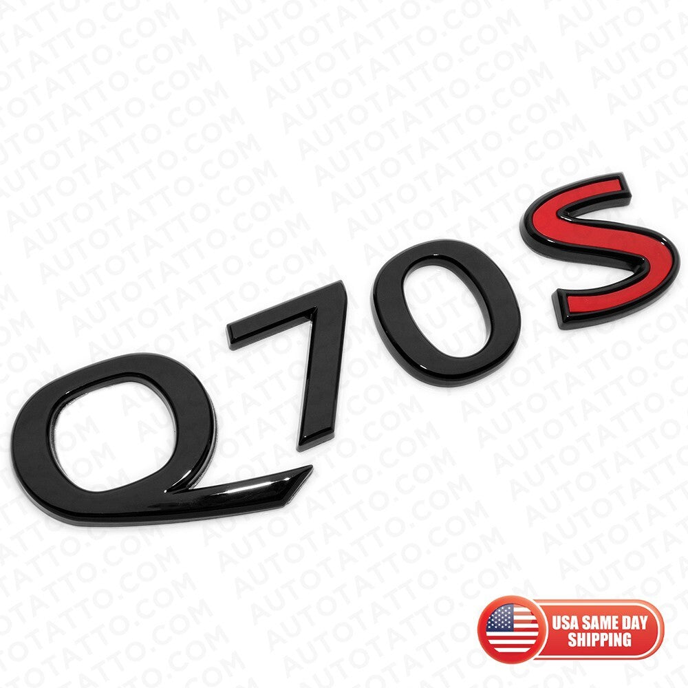 For Infiniti Q70S Rear Trunk Letter Badge Emblem Nameplate Sport Gloss Black