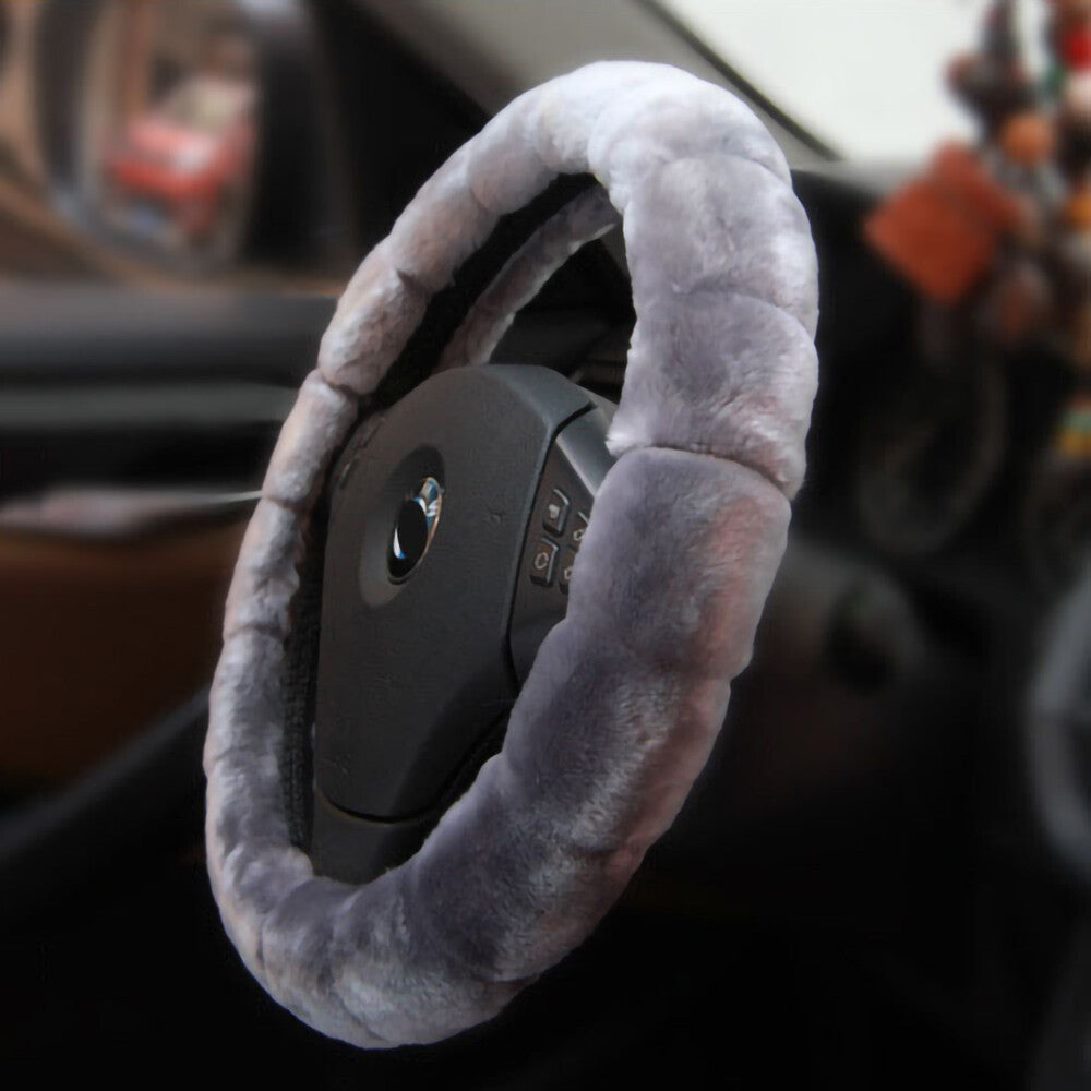 Universal Soft Warm Bamboo Style Faux Fur Car Steering Wheel Cover Decoration