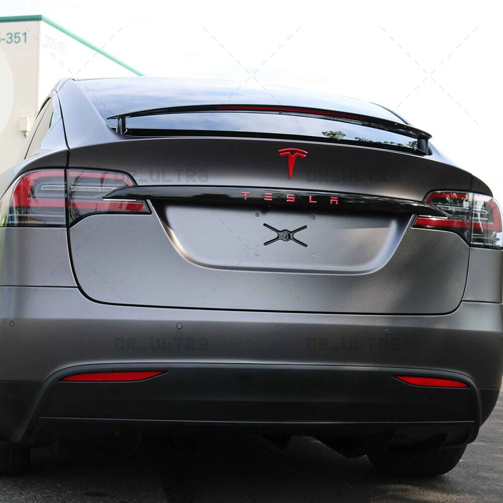 Tesla Rear Trunk 3D Decal Insert Letters Nameplate Logo Badge Emblem Sport Red