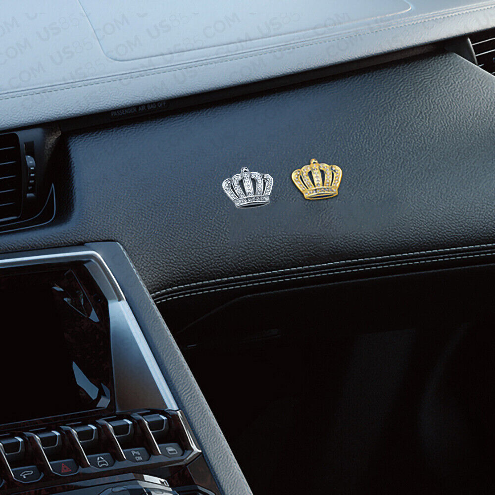 Universal Fashion Zinc Alloy Bling Crystal Crown Car Decal Sticker Decoration