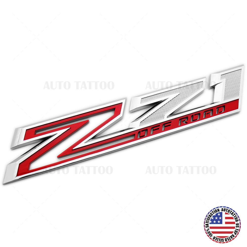 Chevy 19-21 Silverado Z71 Off Road Fender Letter Logo Emblem Badge Chrome Red