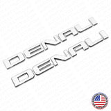 2x Denali Door Tailgate Letter Nameplate Emblem SUV HD Badge GMC 3D HD Chrome