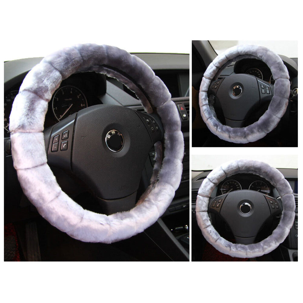 Universal Soft Warm Bamboo Style Faux Fur Car Steering Wheel Cover Decoration