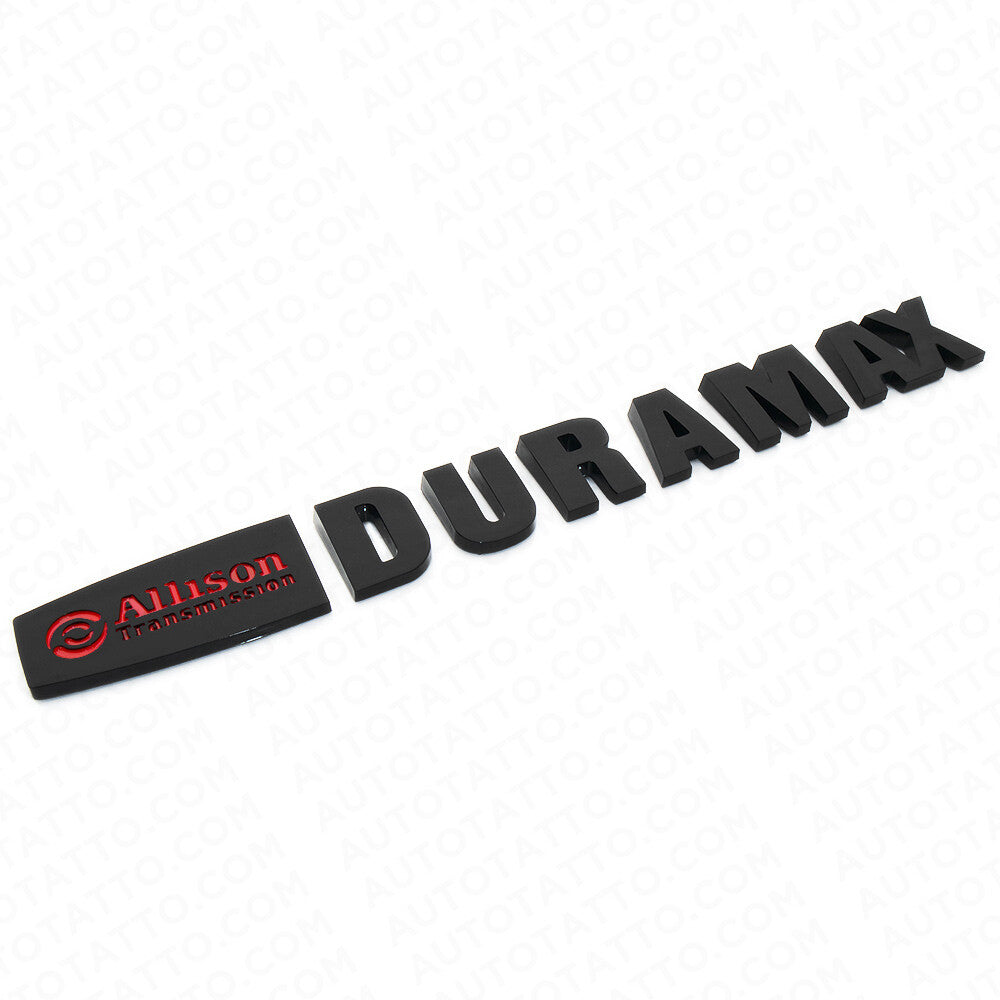 2x OEM Black Red Allison Transmission Duramax Hood Logo Emblem Badge Truck Sport
