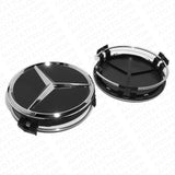 4x Mercedes Wheels Center Cap Hub Black Star Cover Inserts Replacement Sport AMG