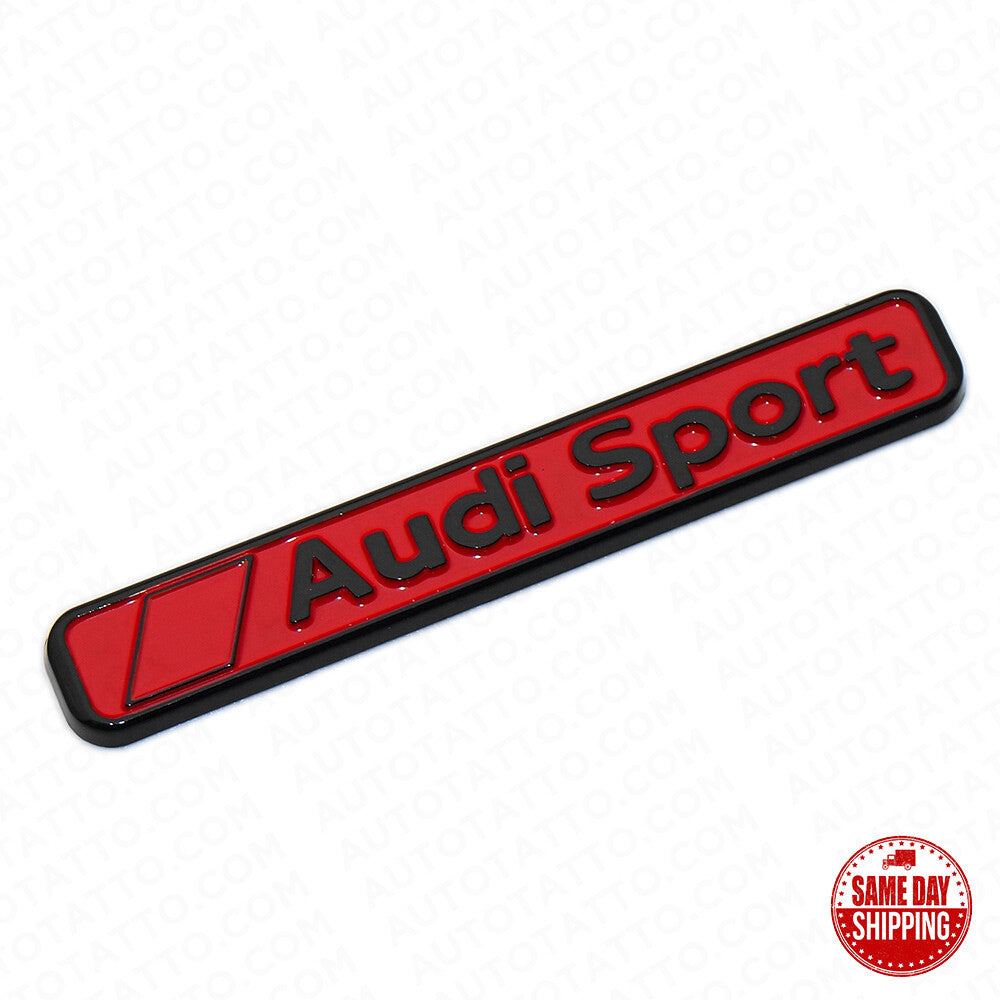 Red & Black Audi Sport Trunk Lid Fender Nameplate Badge Marker Emblem Decorate