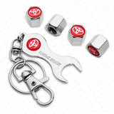 4x Red Toyota Hex Car Tire Wheel Air Stem Dust Valve Cap Cover + Wrench Keychain