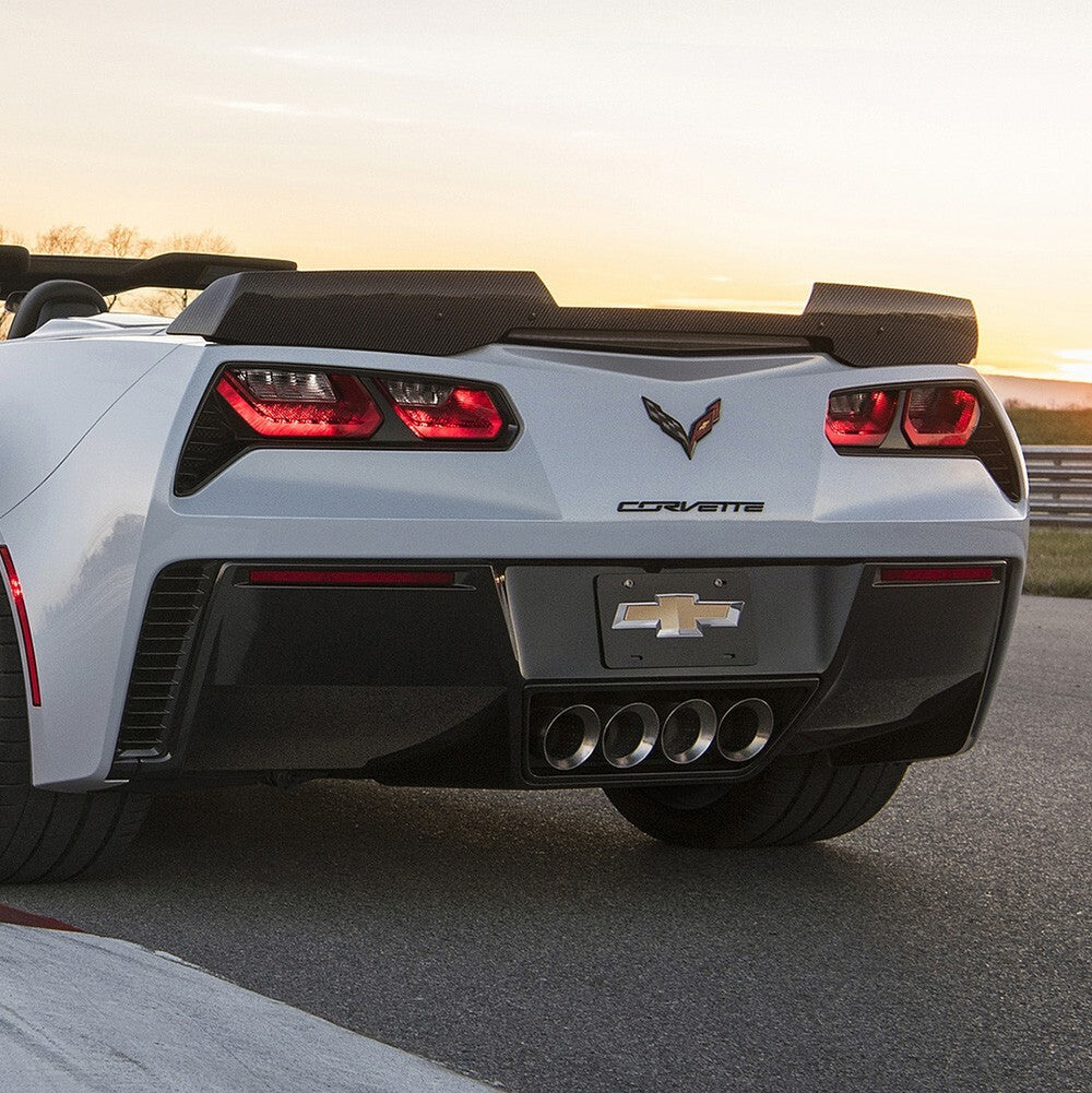 For Corvette C7 2014-2019 Gloss Black Front & Rear Set Cross Flags Emblem Sport