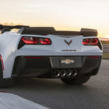 For Corvette C7 2014-2019 Gloss Black Front & Rear Set Cross Flags Emblem Sport