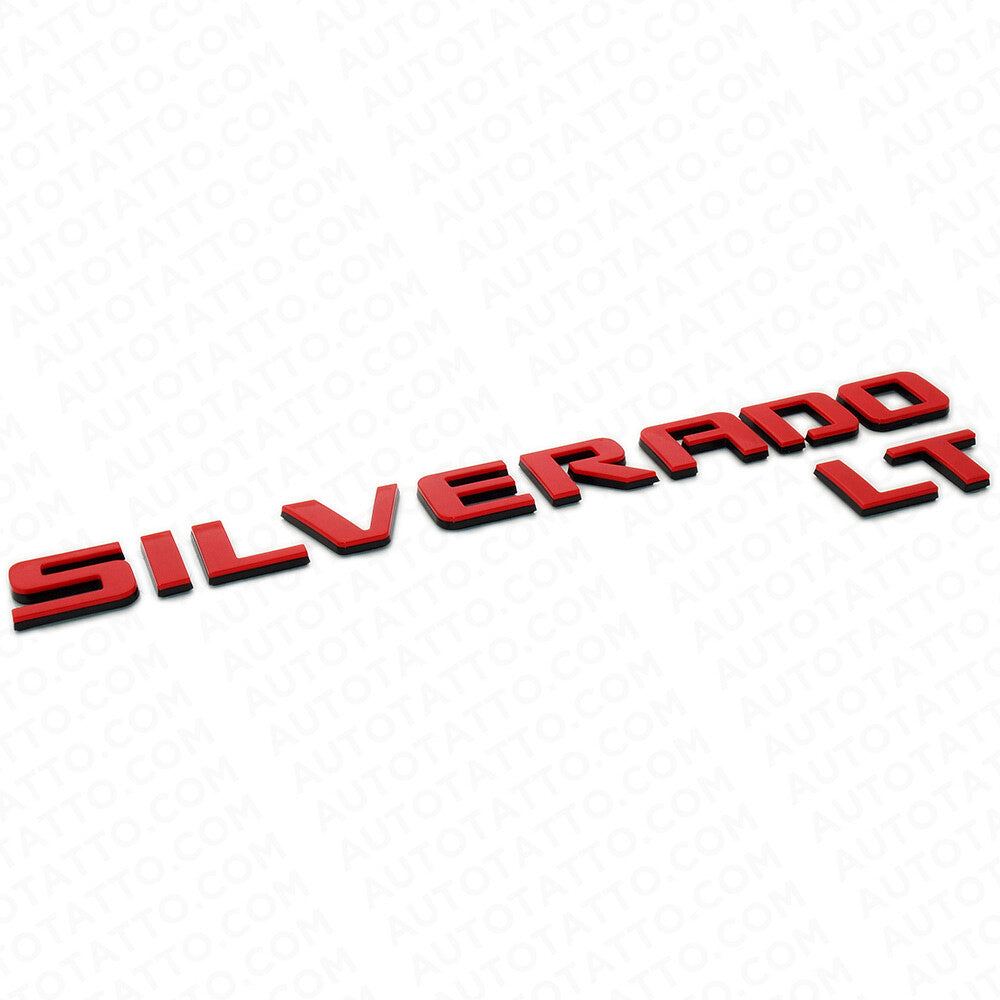 For Chevy Red & Black Silverado LT Tailgate Logo Nameplates Letter Sport Emblem
