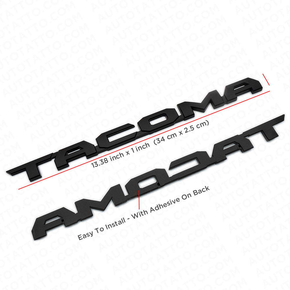 2x 15-21 Black Tacoma Letter Front Door Nameplate Emblem Badge Logo Tailgate