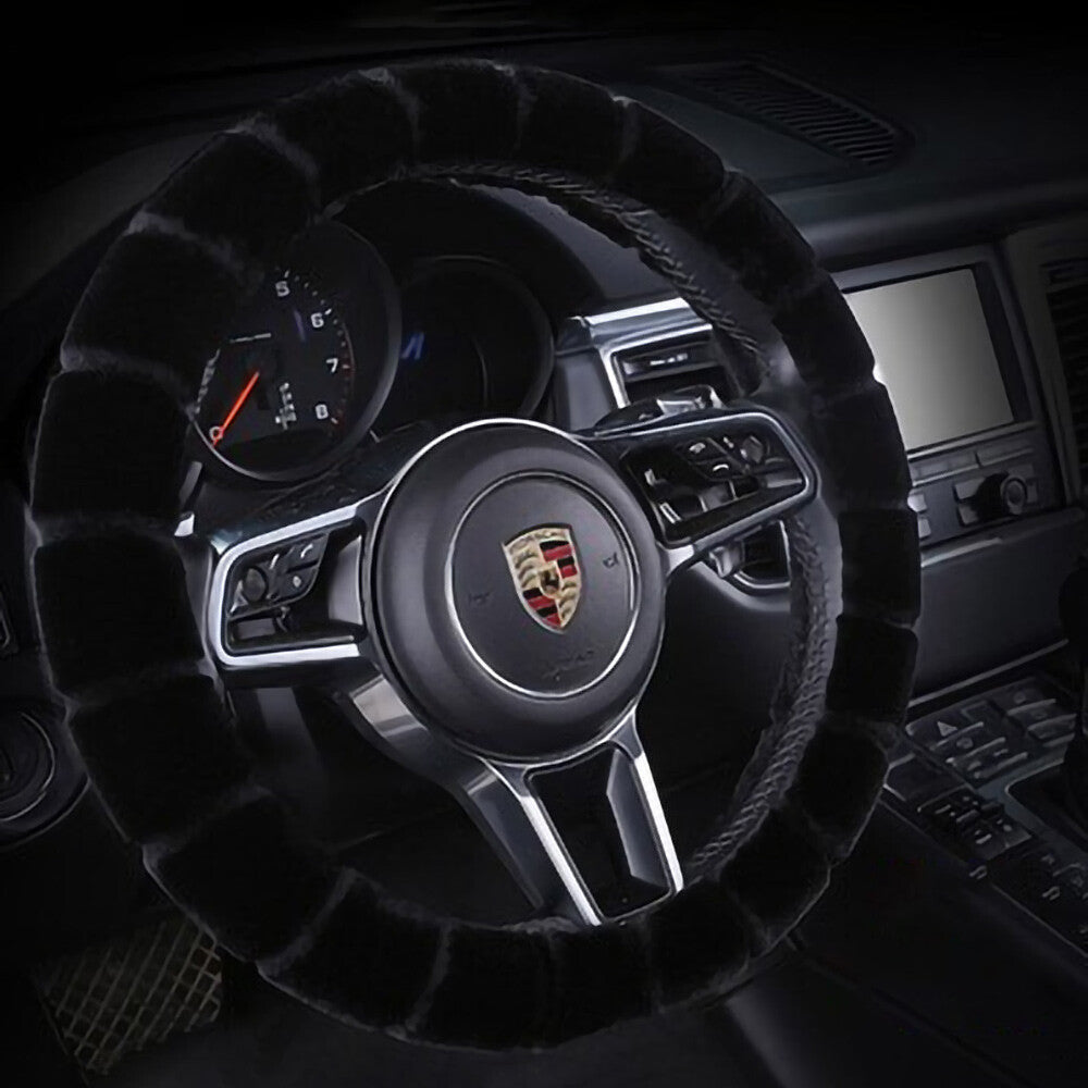 Universal Soft Warm Bamboo Style Faux Fur Car Steering Wheel Cover Decoration