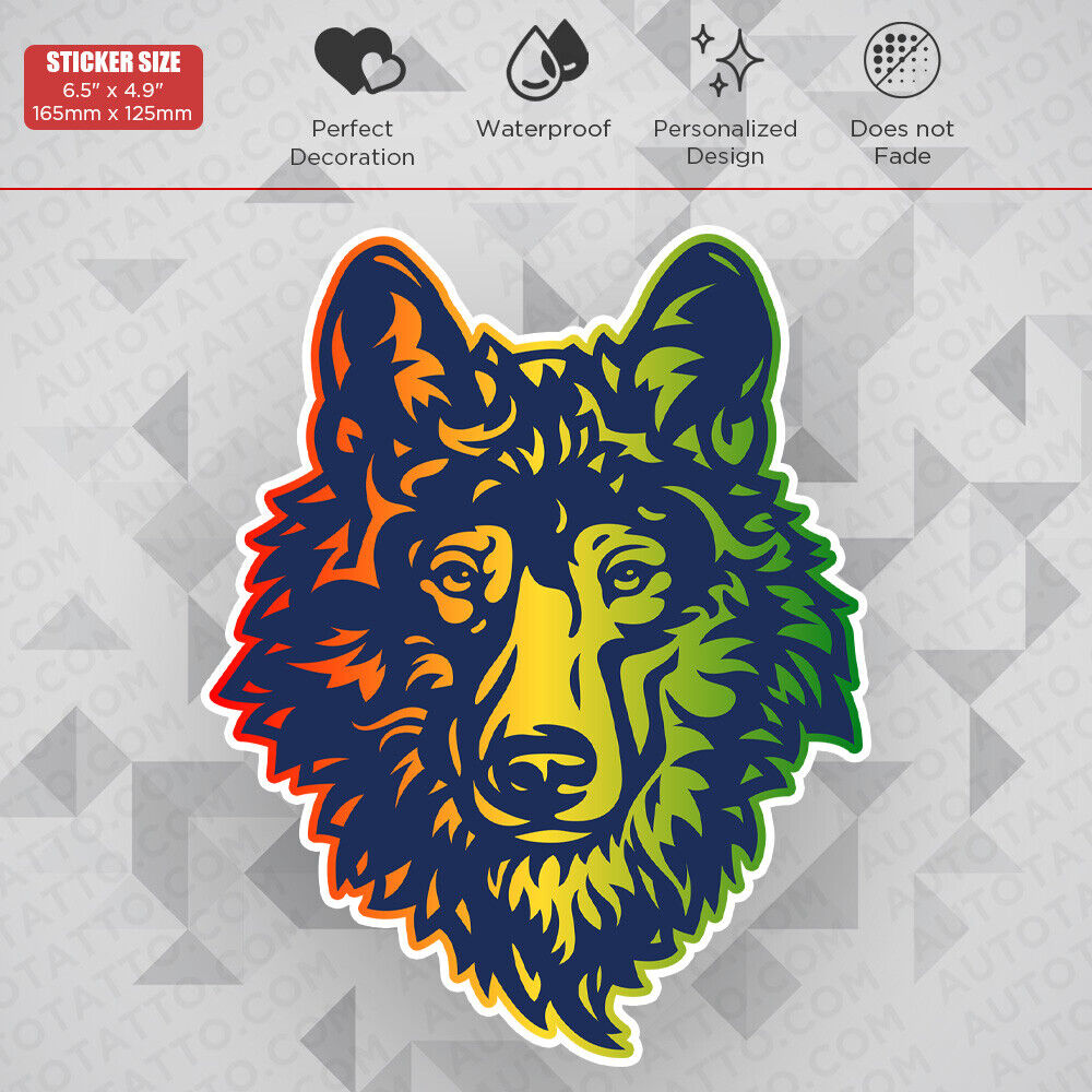 Colorful Wild Wolf Sticker Decal Laptop Car Van Truck Liftgate Window Decorate