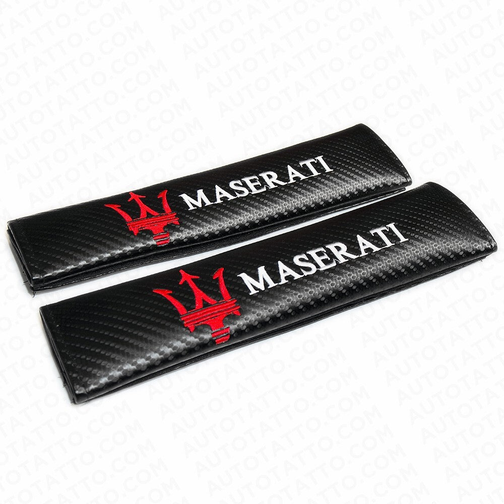 Maserati Carbon Car Seat Belt Cover Safety Shoulder Strap Cushion Pad Harness