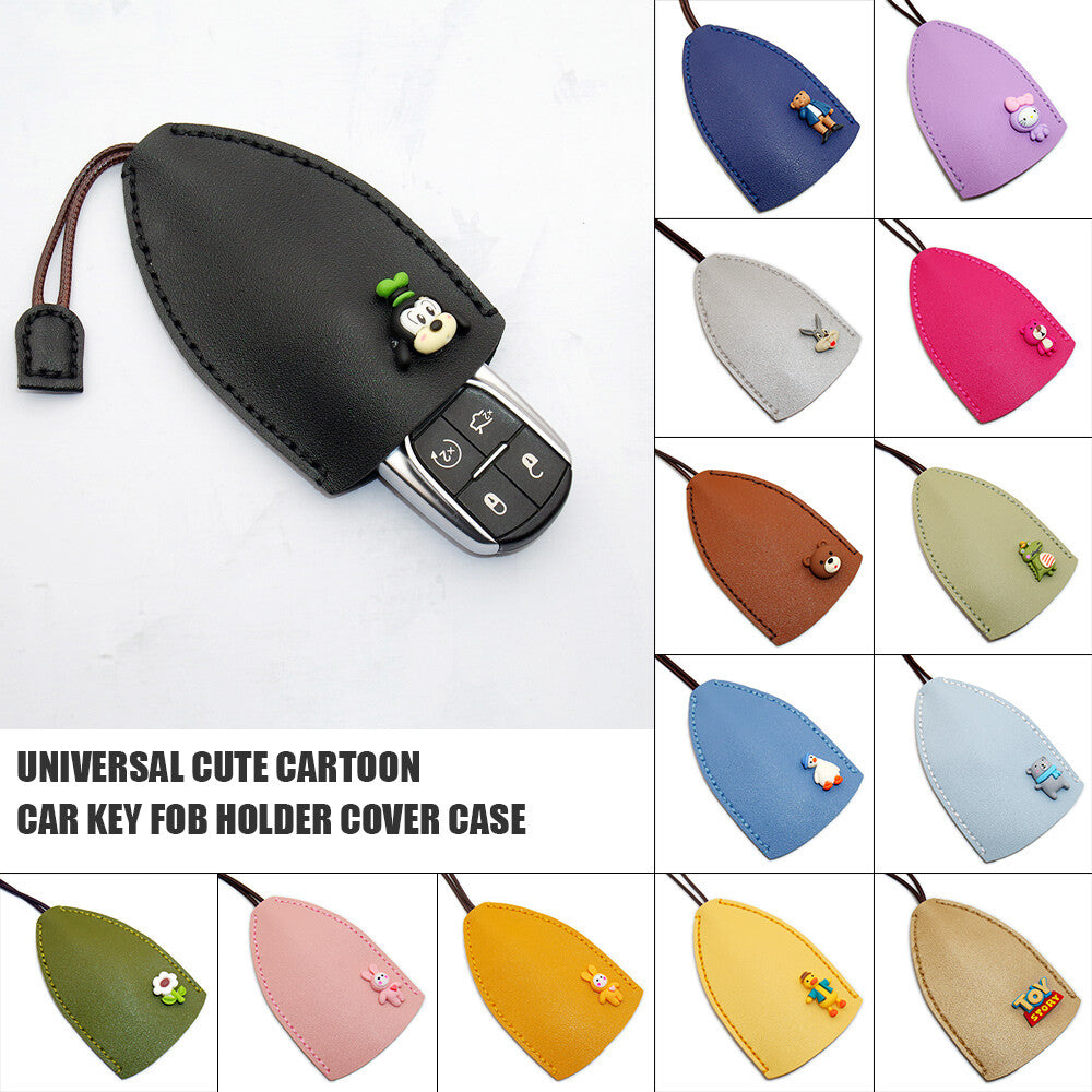 Universal Cute Cartoon Lady Car Key Fob Holder Cover Case Keychain Ring Gift