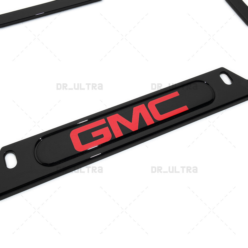 Gloss Black Front or Rear GMC Logo Emblem License Plate Frame Cover Gift Sport