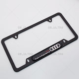 Black Stainless Steel Front Rear Emblem License Plate Frame Cover - Audi Ring