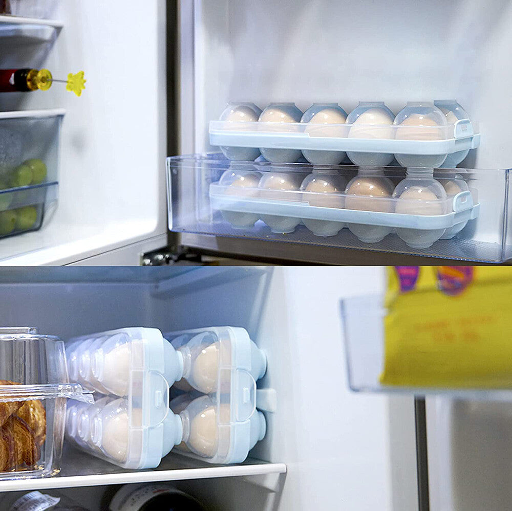 10-Grid Egg Storage Box with Lid Eggs Container Organize for Refrigerator