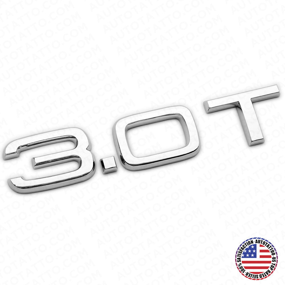 Audi Car Rear Trunk Deck Lid 3.0T Turbo Nameplate Emblem Logo Badge OEM Chrome