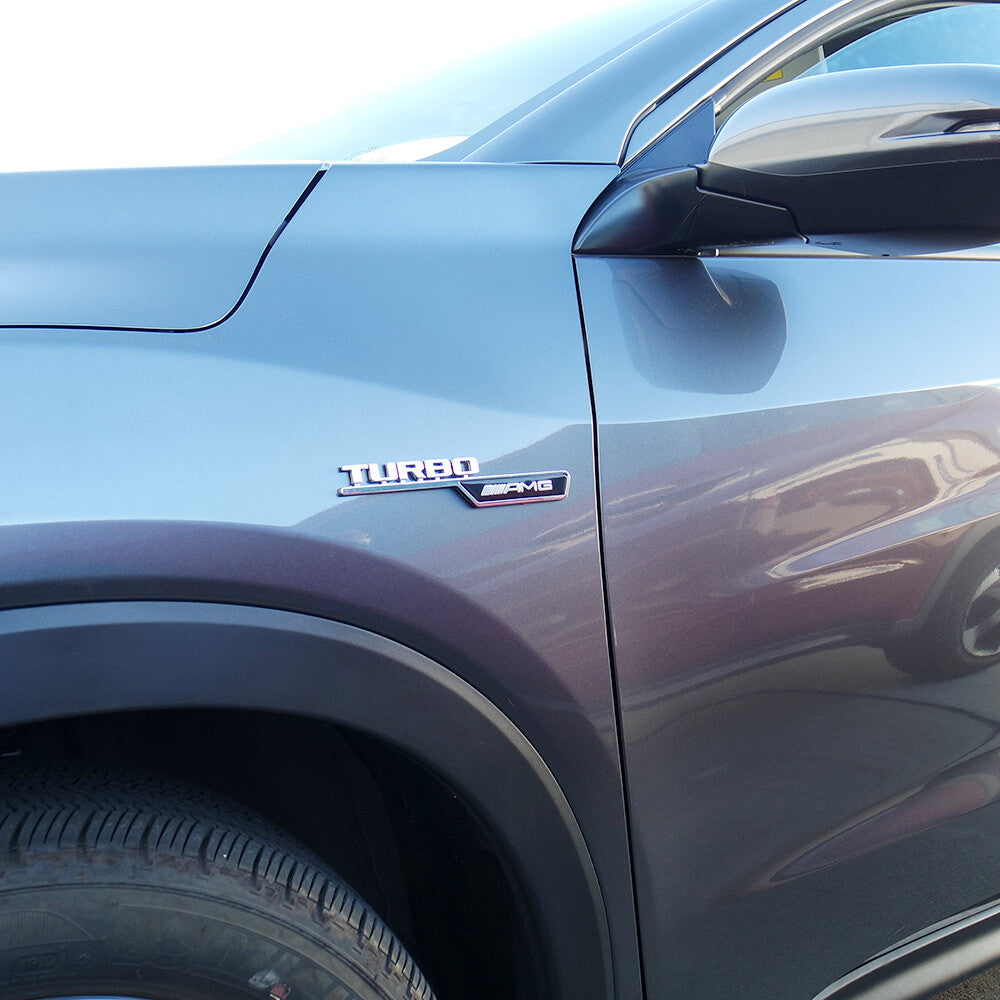 Set 3D Turbo AMG Side Fender Marker Logo Badge Emblem Decoration Sport Black