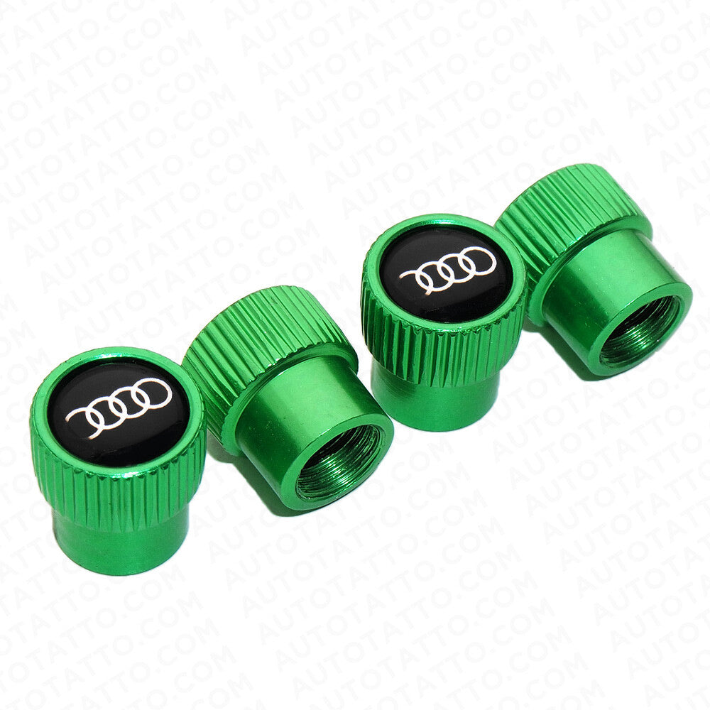 A-u-d-i Sport Roundel Car SUV Wheels Tire Air Valve Caps Stem Dust Logo Cover