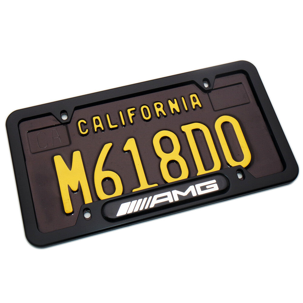 Black Stainless Front Rear Emblem License Plate Frame Cover Gift For AMG Sport