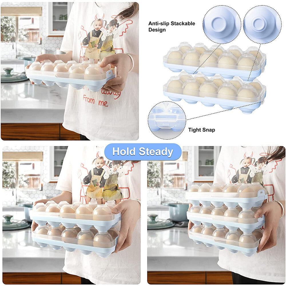 10-Grid Egg Storage Box with Lid Eggs Container Organize for Refrigerator