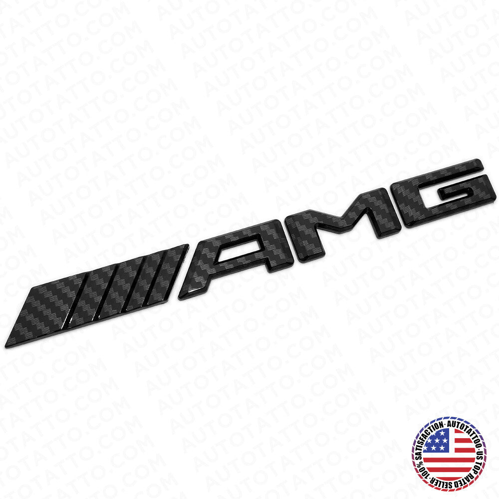 17+ Black Carbon Fiber Style AMG Sport Car Emblem Trunk Lid Logo Badge Decorate