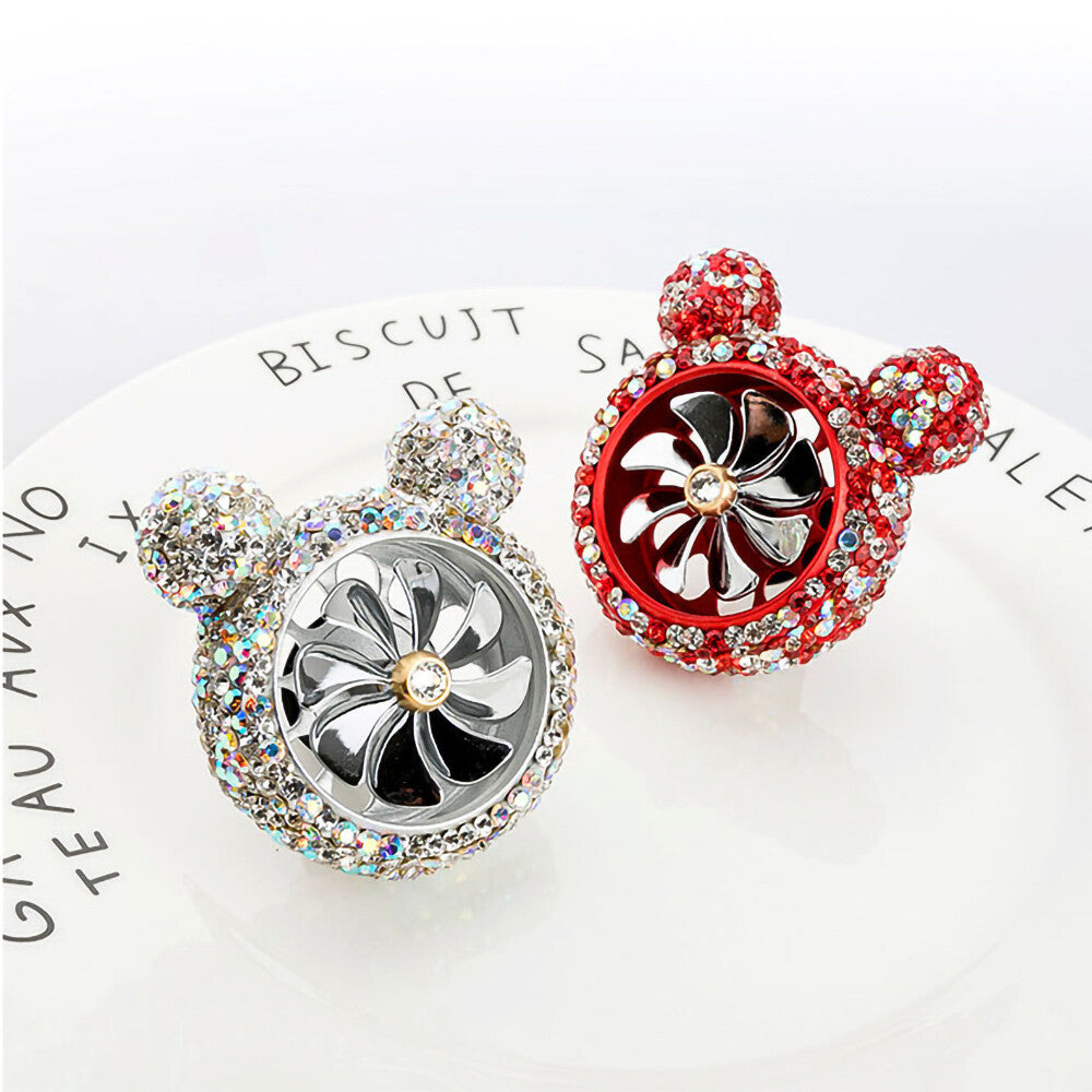 Crystal Bling Diamond Fragrance Mickey Fan Car Air Fresher Vent Perfume Clip