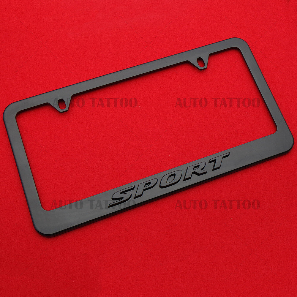 1x For Honda Sport Gloss Black License Plate Frame Cover Decorate + Screw Caps