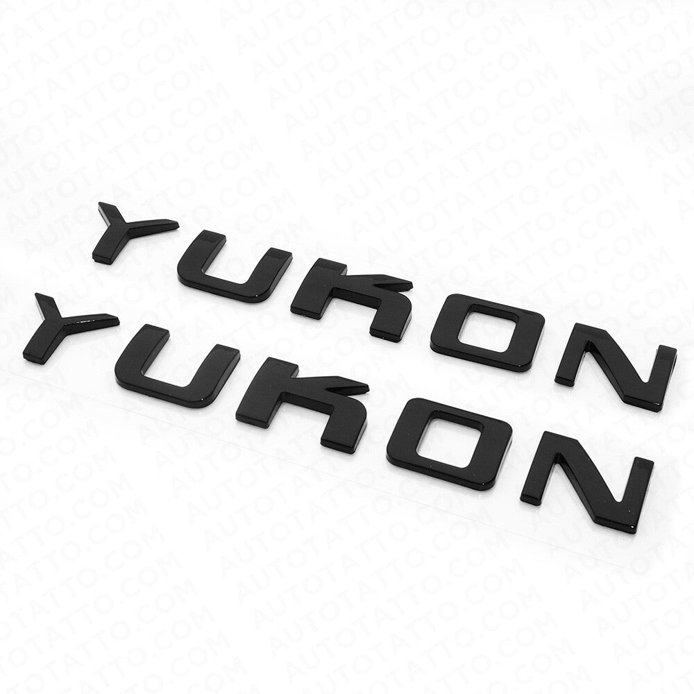 2x YUKON Liftgate Door Letter Nameplate Emblem SUV HD Badge GMC 3D Gloss Black