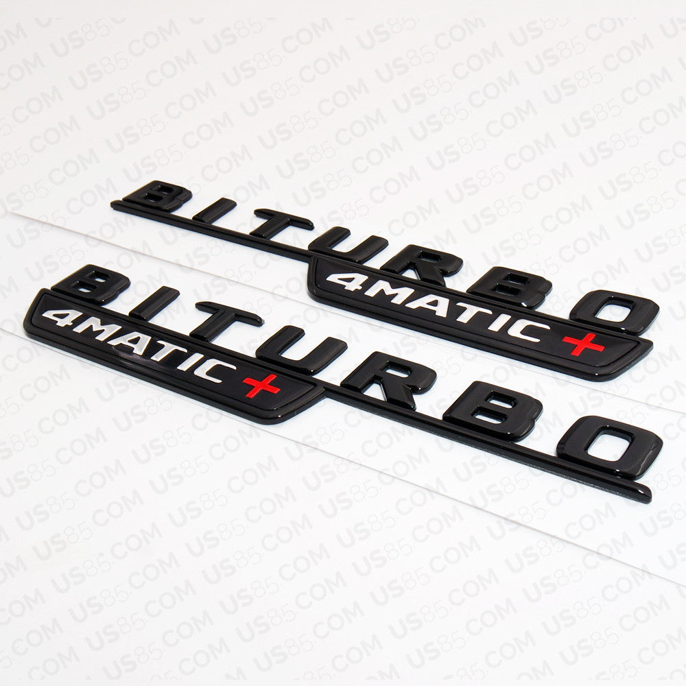 BiTurbo 4Matic Plus + AMG 3D Logo Fender Side Marker Emblem Badge - Gloss Black