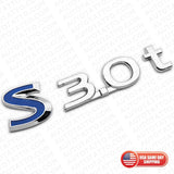 For Infiniti S 3.0t Left or Right Side Fender Badge Emblem Nameplate Chrome Blue