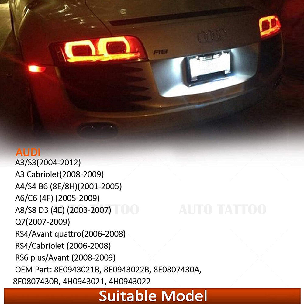 2x No Error LED License Plate Light 6000K Pure White For Audi A3 A4 A6 A8 S6 Q7