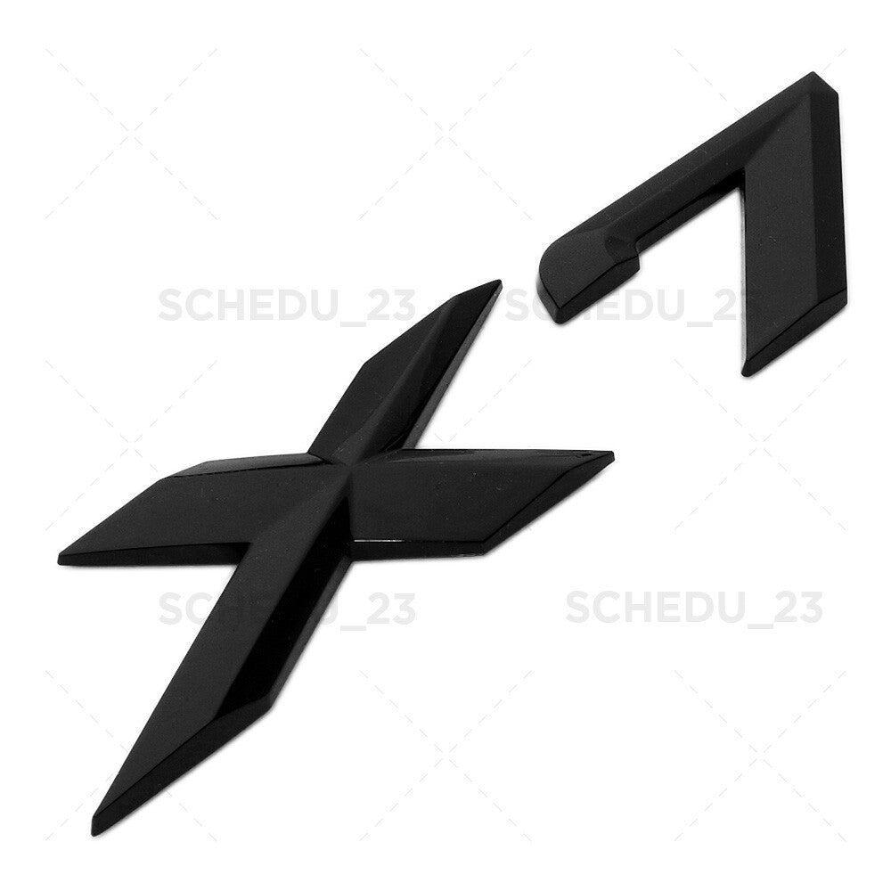 Gloss Black X7 Letter Logo Emblem Badge LiftGate Rear Trunk ABS ///M Sport