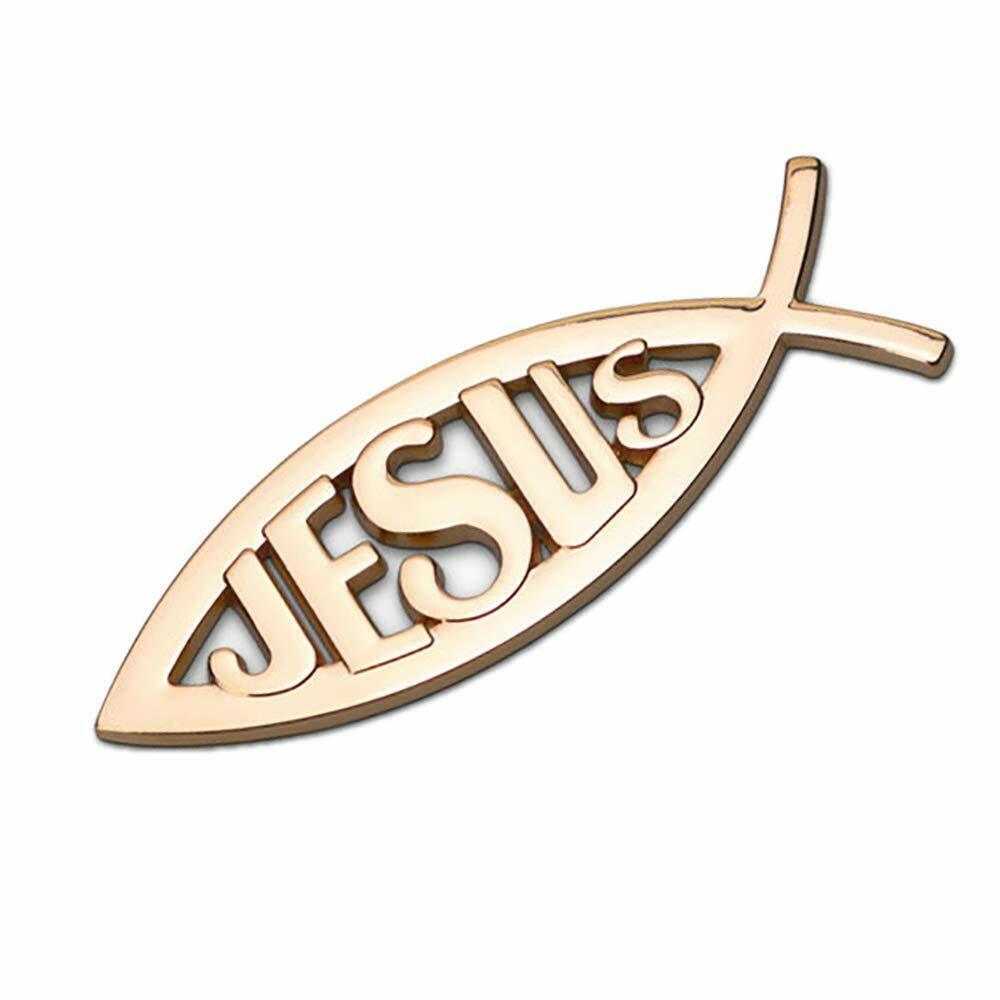 Universal 3D Fashion Metal Jesue Fish Cross Car Decal Sticker Decoration