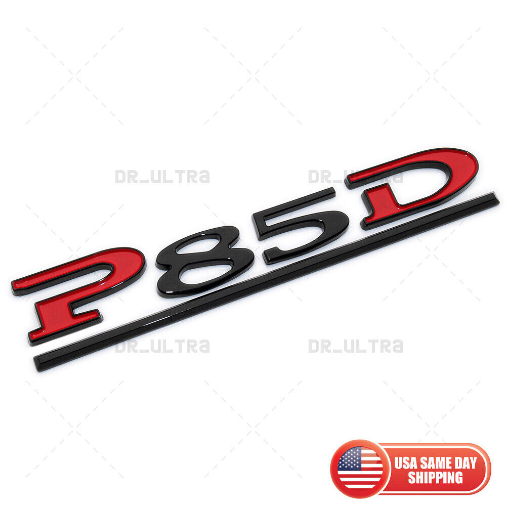 Tesla Liftgate P85D Performance Nameplate Logo Badge Emblem Sport Black Red