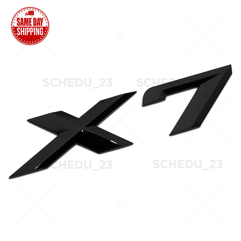 Gloss Black X7 Letter Logo Emblem Badge LiftGate Rear Trunk ABS ///M Sport