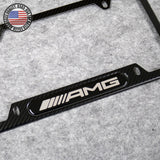 For Mercedes-Benz AMG Sport Carbon Fiber Texture License Plate Frame Cover Gift
